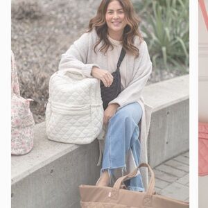 ELA x Jillian Harris Cream Quilted Backpack